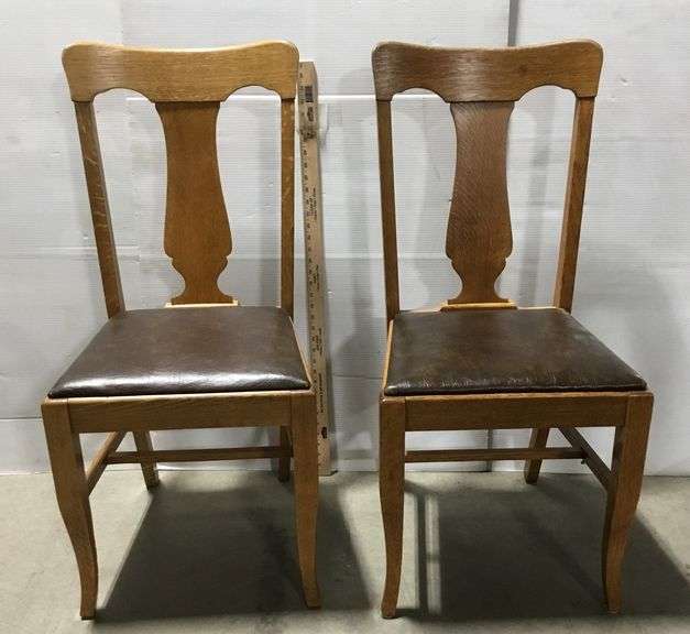 Antique Upholstered Oak Side Chairs