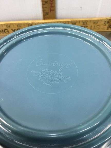 Large Red Enamel Colander and Cravings Melamine Bowls