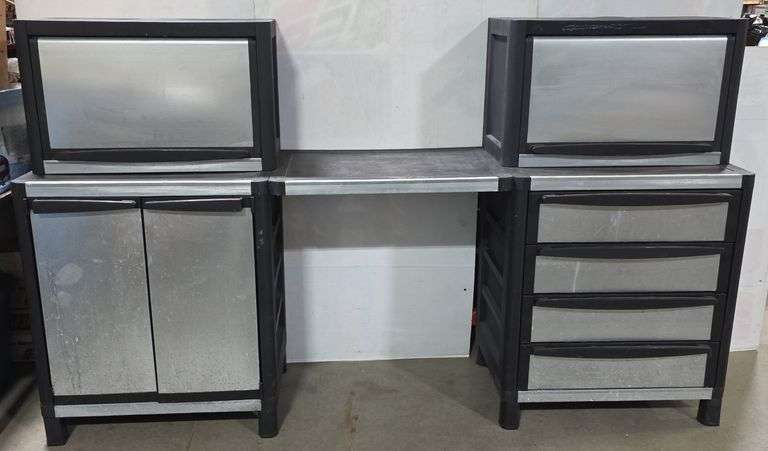 5 Piece Garage Workstation with 2 Upper Cabinets