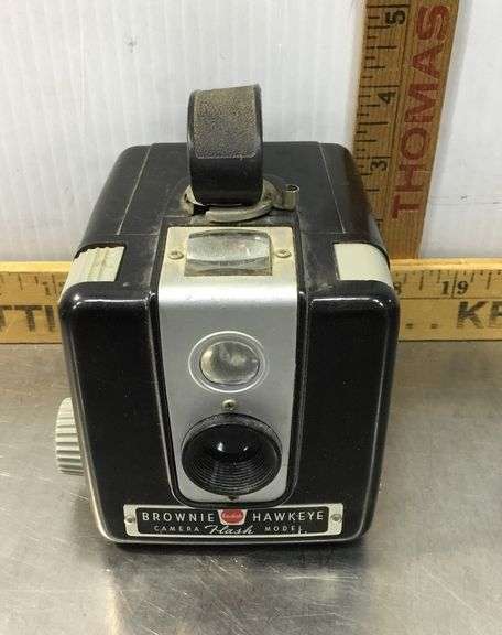 Kodak Brownie Hawkeye Camera, Kodak Flash Holder and Sylvania Flashbulbs
