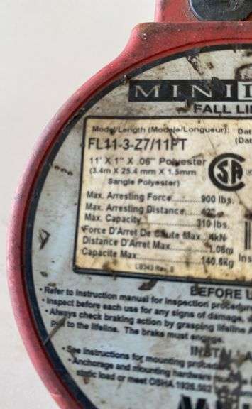 MILLER Mini Lite Fall Limiter #FL11-3-Z/11FT
