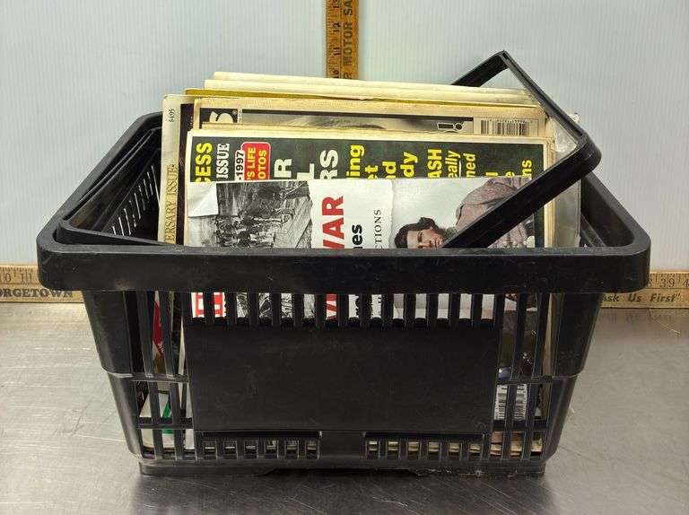 Magazines, Plastic Basket & Closer Door Knob