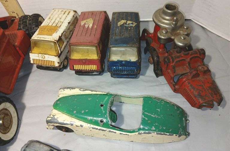 Hubley Kiddie Toy Car, Three Tonka Rescue Van's,1930's Hubley Cast Iron Fire Pumper Truck & More