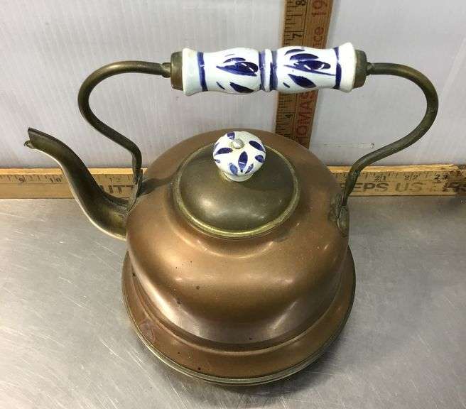 Copper/Brass/Porcelain Tea Kettle Made in Holland