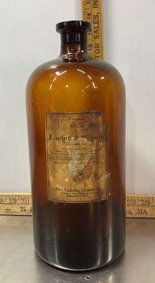 Vintage Large Brown Lactated Pepsin Elixir Bottle
