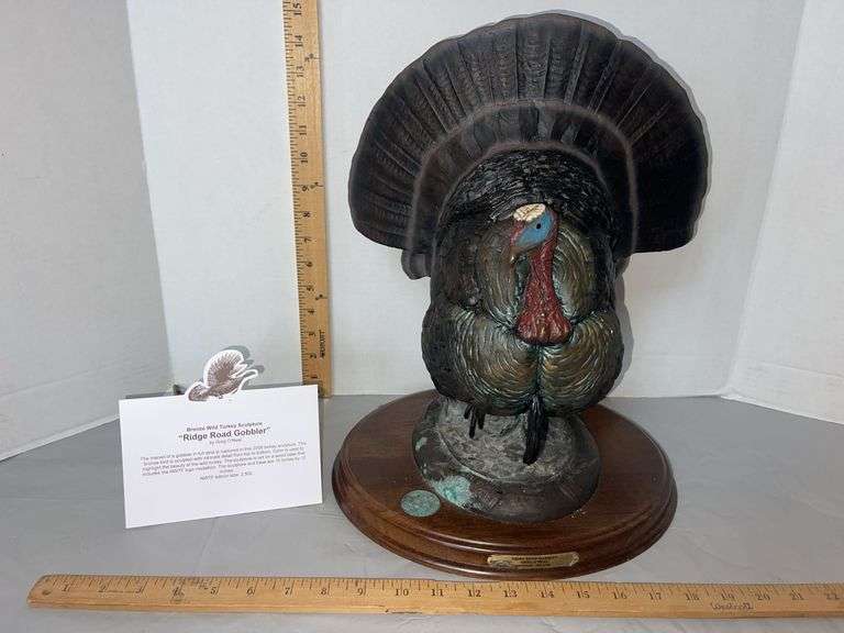 Bronze Wild Turkey Sculpture “Ridge Road Gobbler” 791/2500