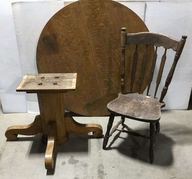 4’x25” HD Wood Dining Table and One Antique Dark Wood Chair
