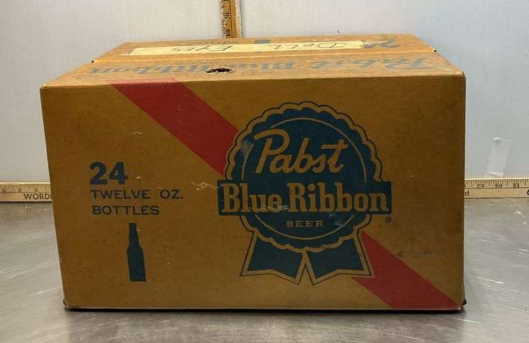 Empty Sturdy Pabst Blue Ribbon Bottle Cardboard Crate