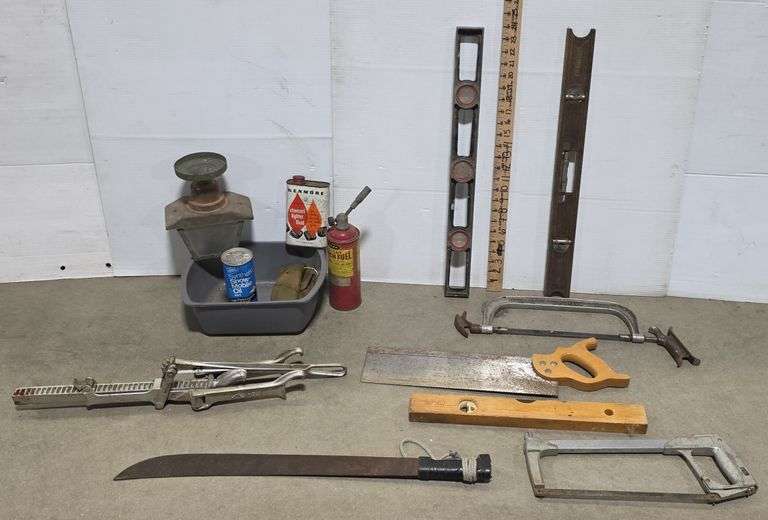 Binder, Saw, Level, Steel Level, Snowmobile Oil