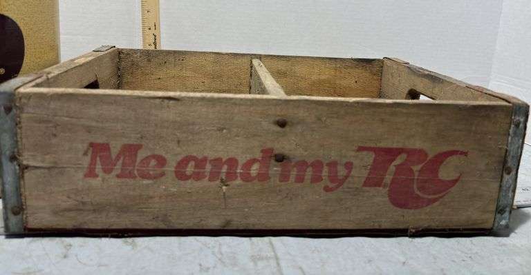 RC Cola Wooden Soda Crate & Charles Chips Tin