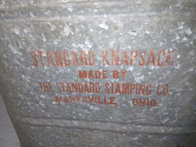 Galvanized Standard Knapsack by the Standard Stamping Co in Marysville Ohio