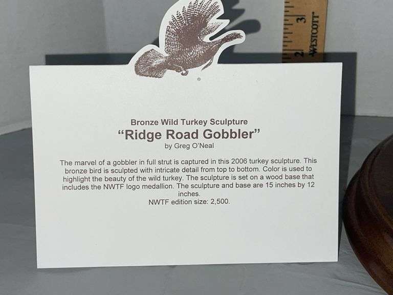 Bronze Wild Turkey Sculpture “Ridge Road Gobbler” 791/2500