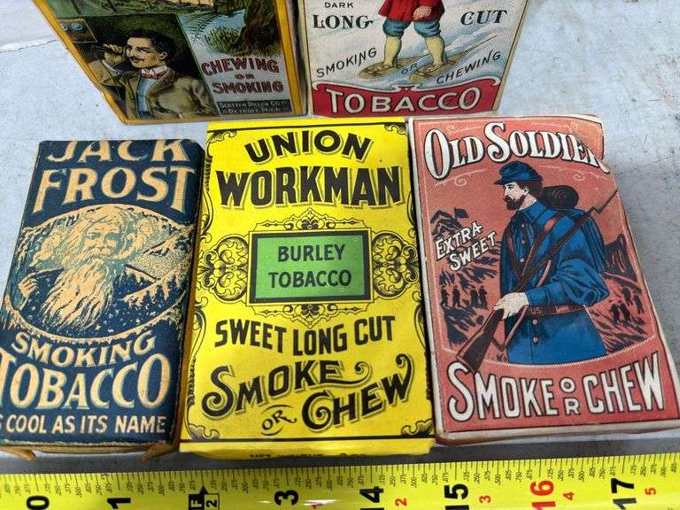 Old Soldier Tobacco Advertisement Packaging, Jack Frost Tobacco & Other Various Tobacco
