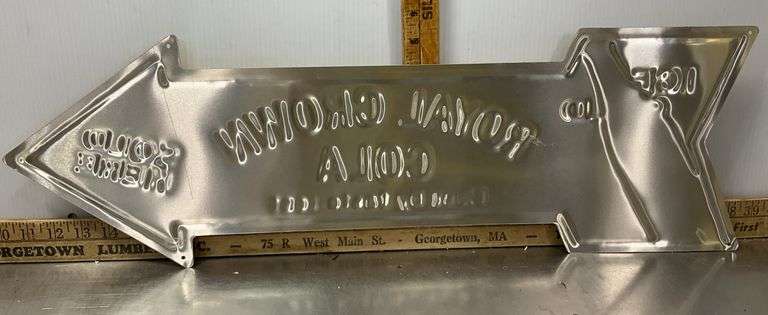 “Ice Cold Royal Crown Cola” Arrow Metal Sign