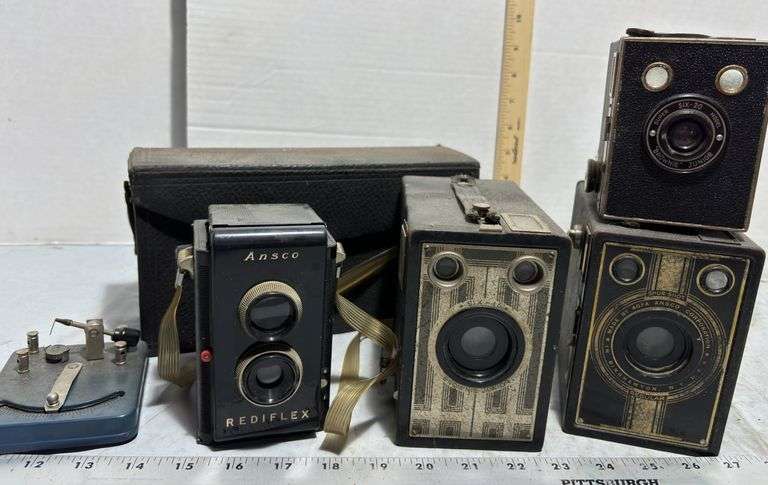 Kodak Brownie Junior Camera, Ansco Rediflex Camera & Various Other Film Cameras