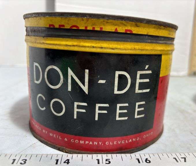 Don-De Coffee Metal Tin, Maxwell House Coffee Tin & Del Monte Brand Quality Drip Grind Coffee Tin