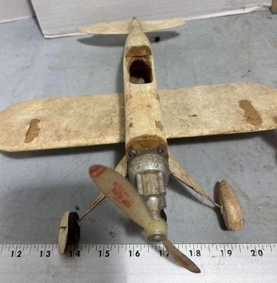 1963 Fisher Price Parrot Pull Toy, Blue Bird Cast Iron Cook Stove & Wooden Airplane