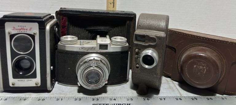 Kodak Duaflex II Camera w/ Strap, Bell & Howell Filmo Companion Double Run Movie Camera & King Regul