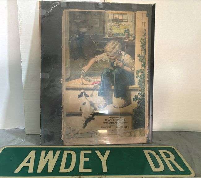 Awdey Drive Metal Street sign & Advertisement Sign from Fraser, Michigan