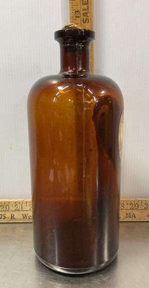 Vintage Large Brown Glass Detroit Vitallic Elixir Bottle
