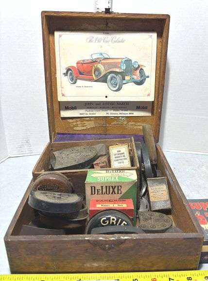 Wooden Box Full of Shoe Repair Items & Tools