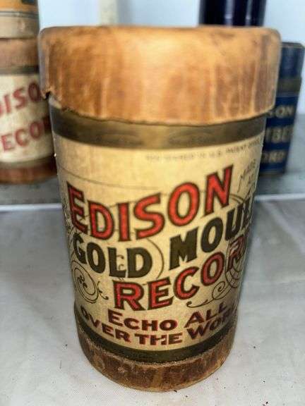 Edison Gold Moulded Records Cylinder Echo All Over The World