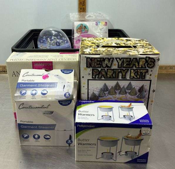 Plastic Basket, Garment Steamer, Butter Warmers, New Years Party Kit & More