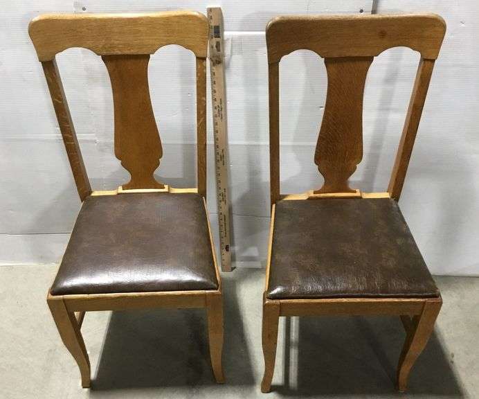 Antique Upholstered Oak Side Chairs