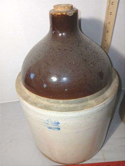 Salt-Glazed Stoneware Whisky Jug and Oyster Jar