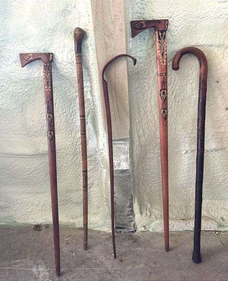 Assortment of Hand Carved Polish Walking Sticks & Canes