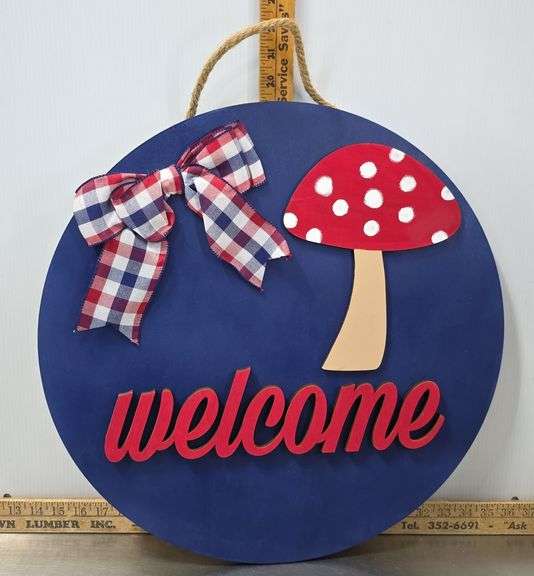 Mushroom Welcome Door Hanging Sign