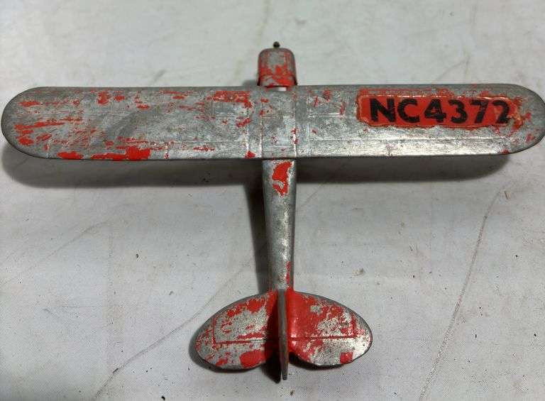 Diecast Hubley Piper Cub Airplane, Simplex Toy Typewriter, Metal Dollhouse Cabinet & Children’s Leat