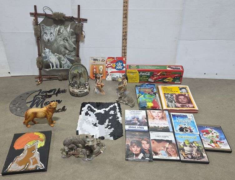 Coca Cola Truck, Cat in the Hat Van, Tony Stewert Car, Movies, Wolf Statues, and More
