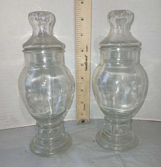 Two Glass Apothecary Candy Jars