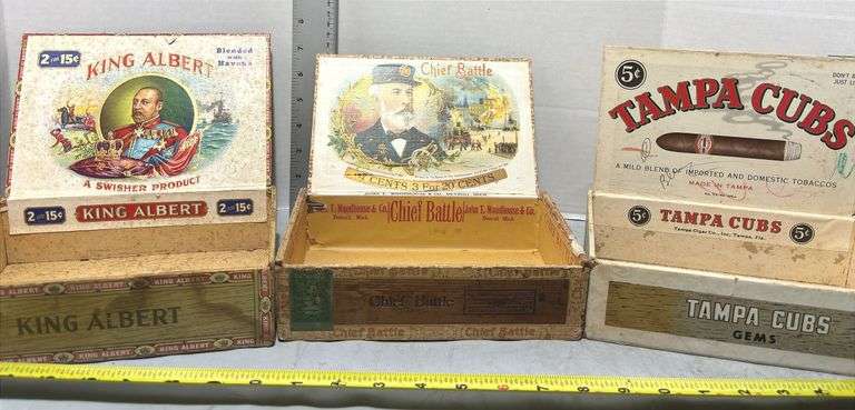 King Albert, Chief Battle & Tampa Cubs Cigar Boxes