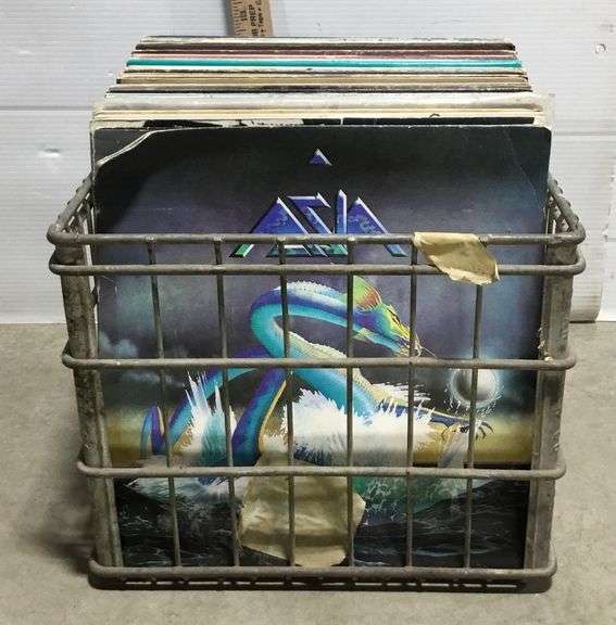 Metal Wire Crate of Miscellaneous Vinyl Records