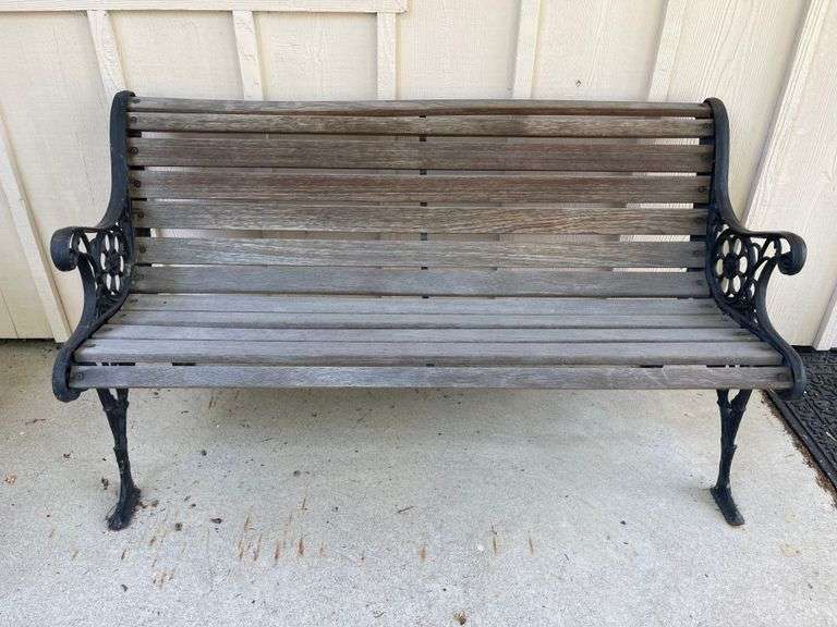 Wrought Iron & Wood Bench