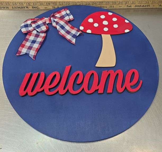 Mushroom Welcome Door Hanging Sign