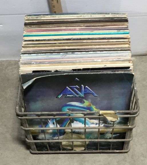 Metal Wire Crate of Miscellaneous Vinyl Records
