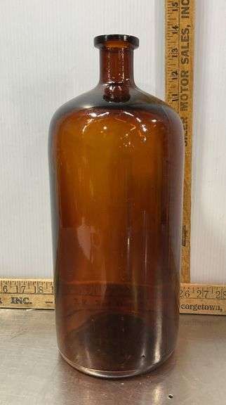 Vintage Large Brown Glass Elixir Bottle