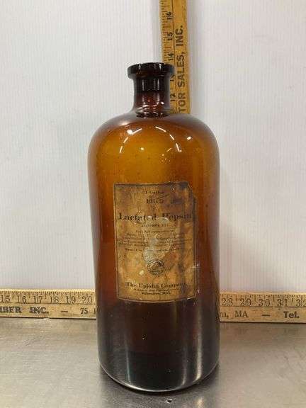 Vintage Large Brown Lactated Pepsin Elixir Bottle