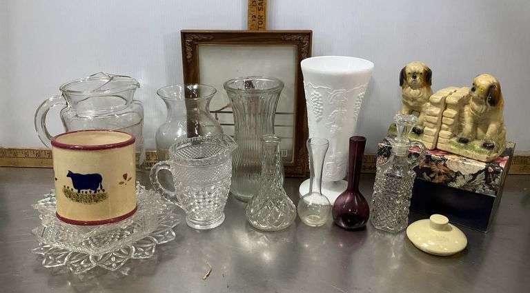 Vases, Pitchers, Frame, Vintage Book Ends, Decorative Glass &. More
