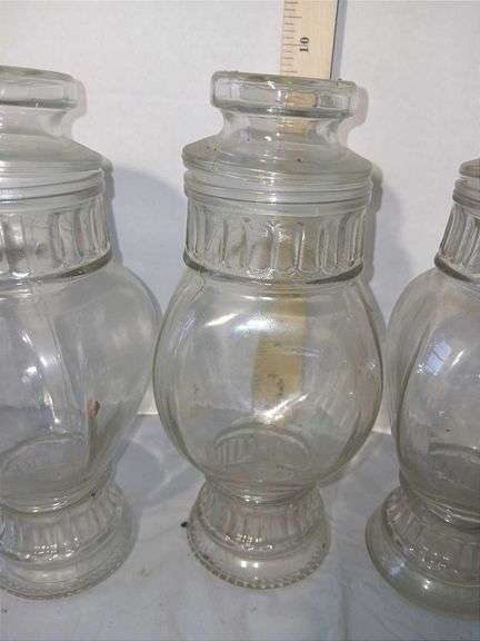 Five Clear Glass Candy Jars