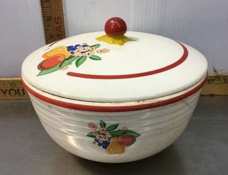 1940’s Bake Oven Dish, Sugar Bowl, and 2 Hall’s Superior Mixing Bowls