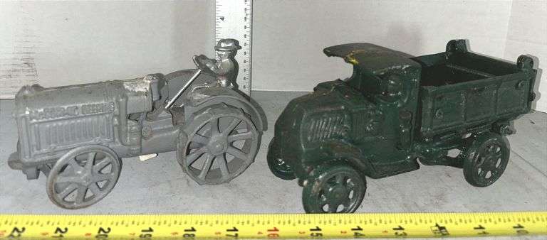 McCormick Deering Cast Iron Tractor & Cast Iron Dump Truck