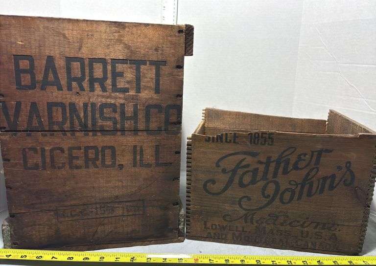 Father John’s & Barrett Varnish Co. Wooden Shipping Crates