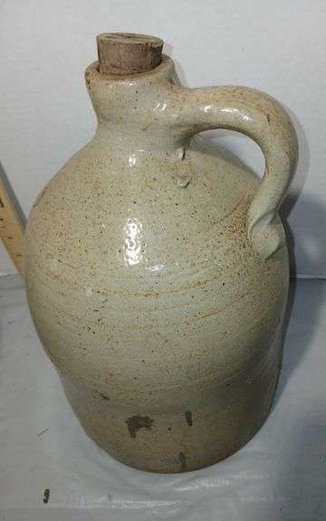 Salt Glazed Stoneware Jug & Stoneware Crock w/ Locking Lid