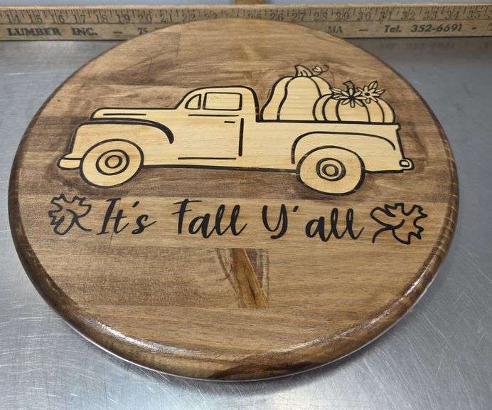Handmade "It's Fall Y'all" Farm Truck Lazy Susan