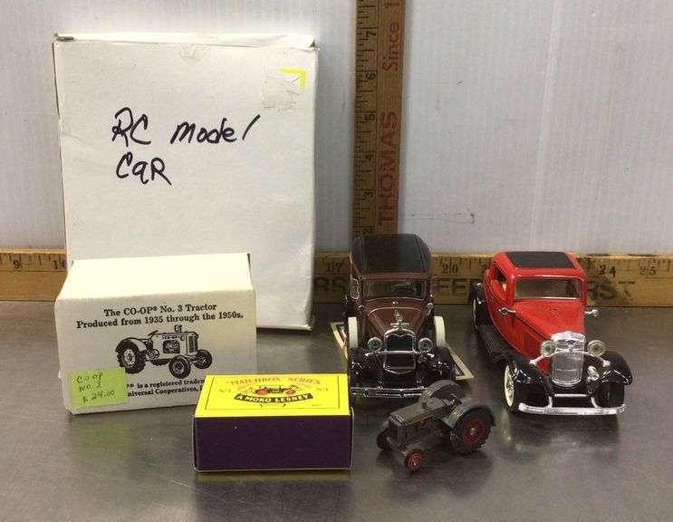 RC Model Car, Vintage Cars, Co-Op No. 3 Tractor, Matchbox Series and Case Tractor