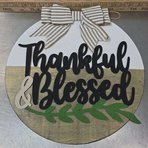 Thankful & Blessed Hanging Door Sign